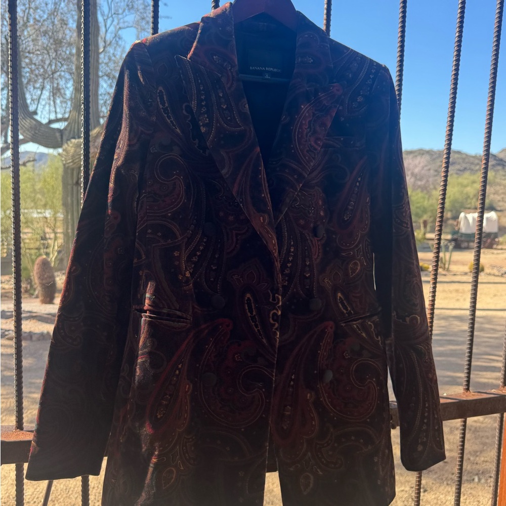 Banana Republic Red and Brown Velvet Blazer